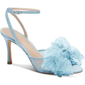 Women's Cute Sky Blue Bow Tie Slingback Peep Toe High Heel Summer Sandals Shoes